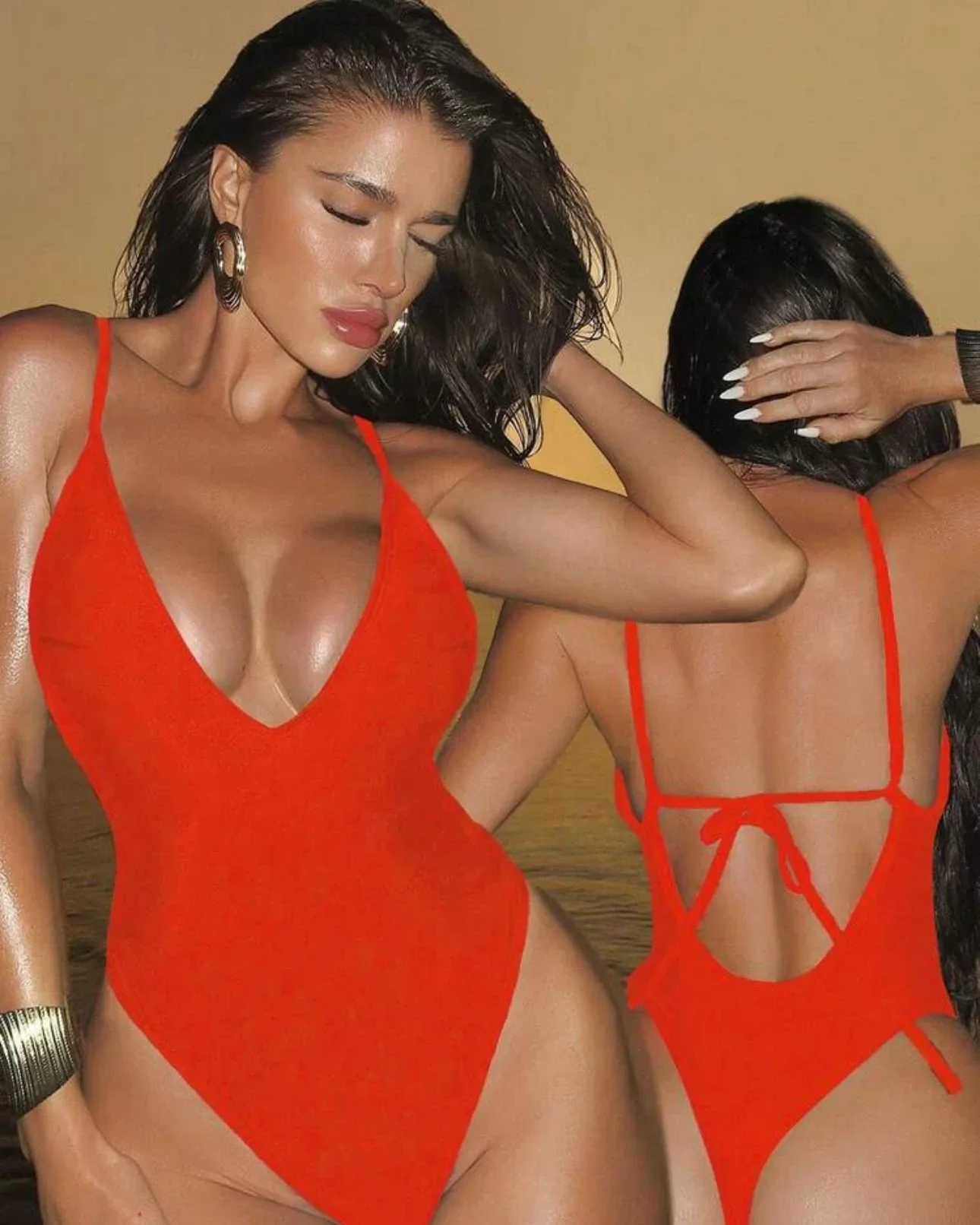 Traje de baño enterizo anaranjado