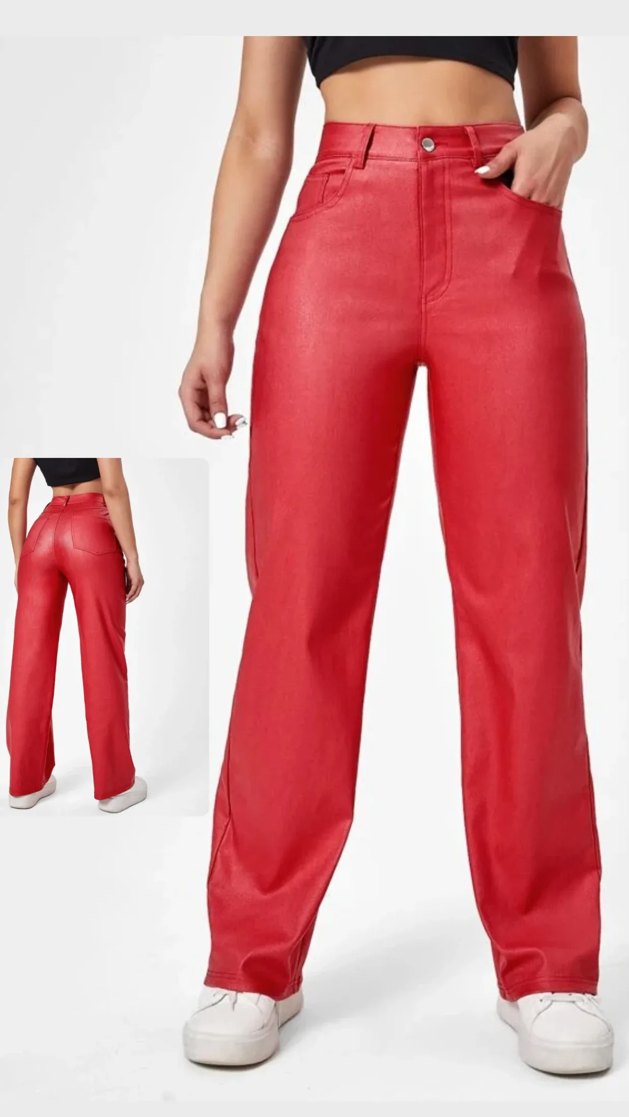 Pantalones de cuero rojos