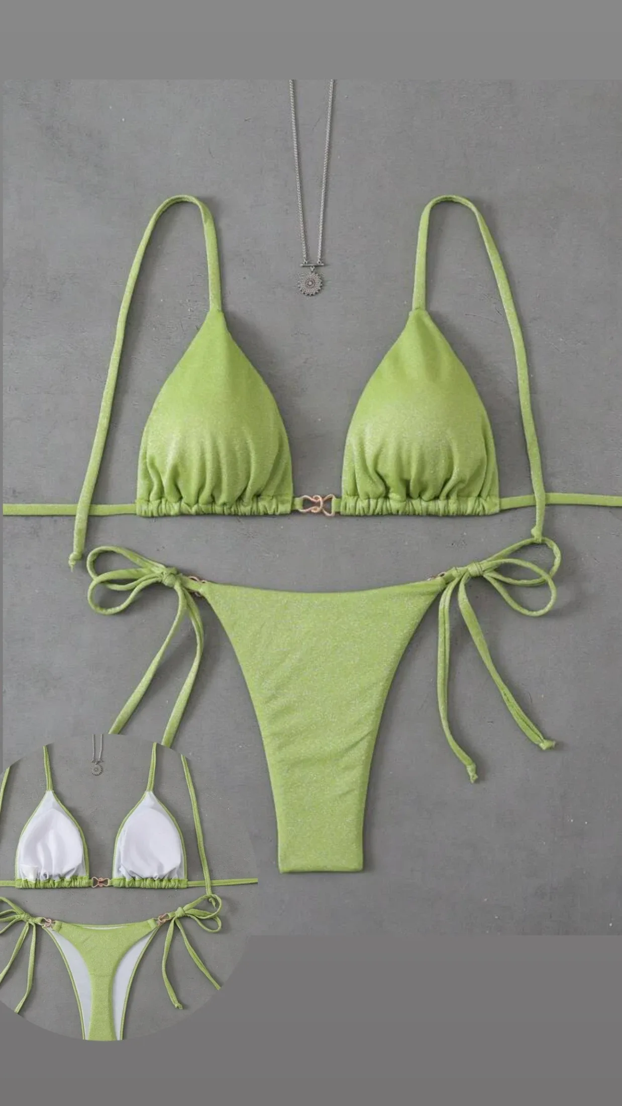 Traje de baño dos piezas verde claro brillante